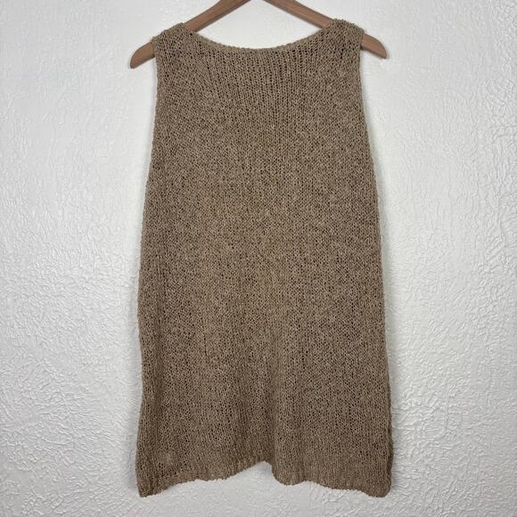 Amy Brill Beige Open Knit Sleeveless Tunic Mohair Blend Sweater Top Lagenlook OS - Picture 2 of 3